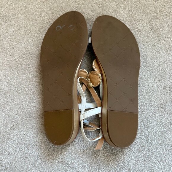 Jack Rogers Walsh Leather T-Strap Slingback Sandals, White & Gold, Size 10 - Picture 7 of 8